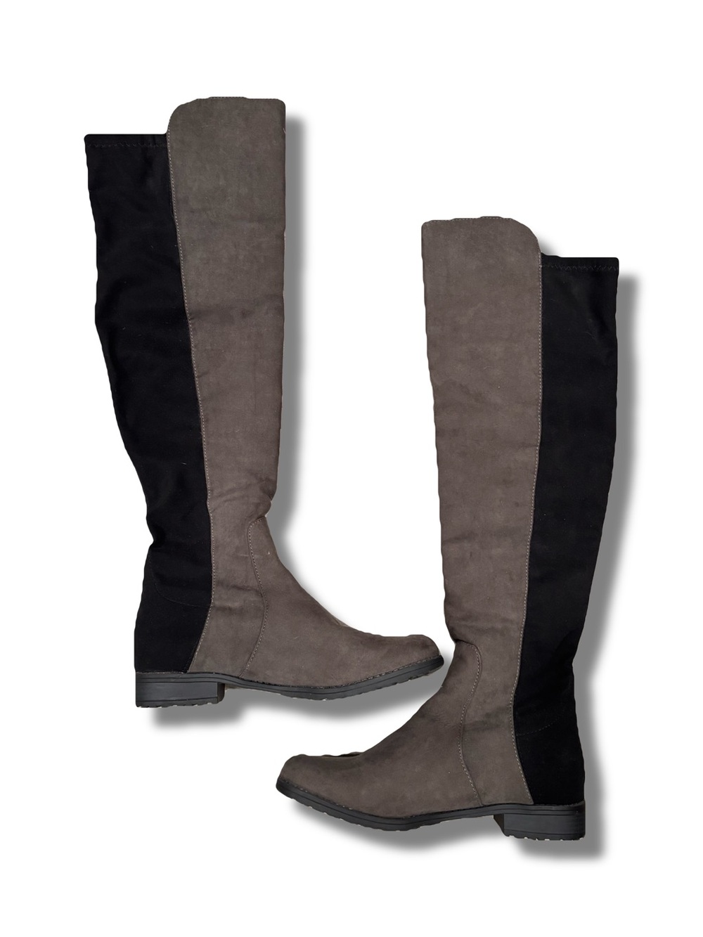 Unisa Gillean Women's Knee High Suede Stretch Pull-On Riding Boots Gray/ Black 8